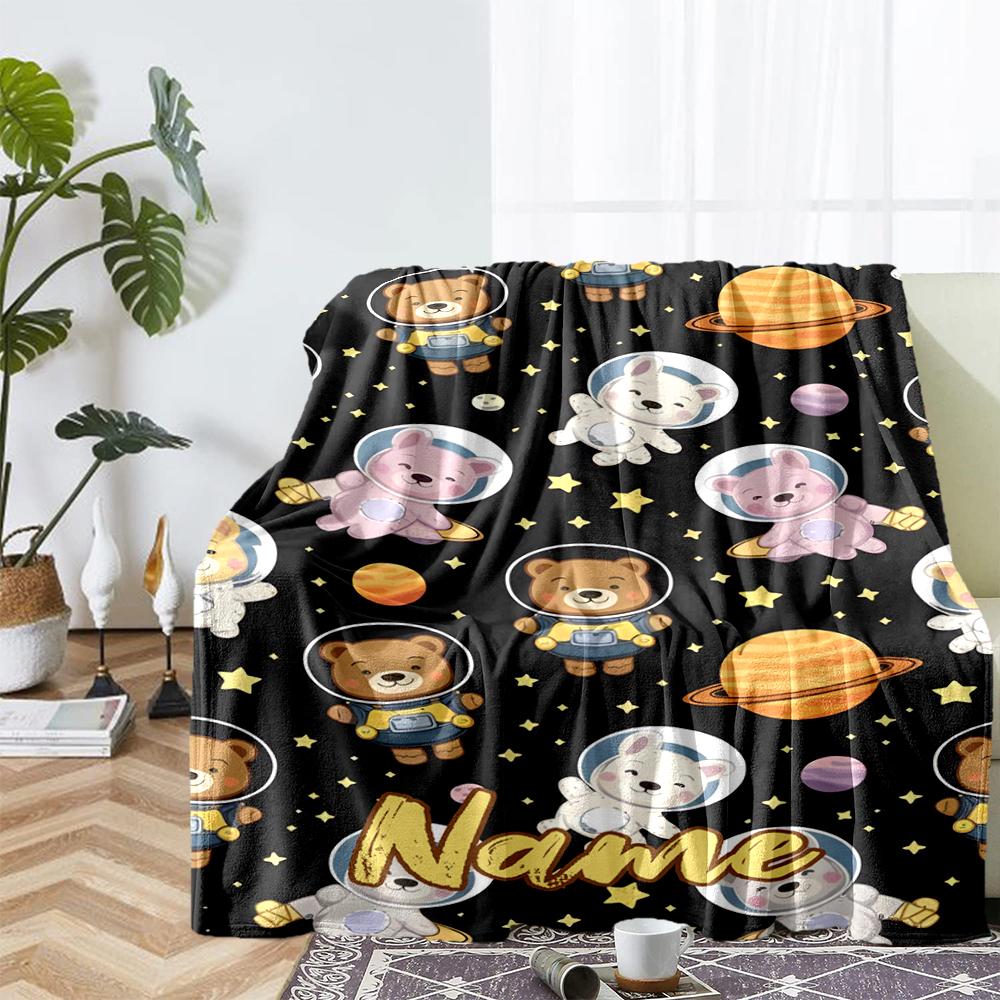 Custom Name Animals Theme Printed Blanket - Perfect for Couch, Bed, Travel & Outdoor Use | Machine Washable, Cozy & Durable.
