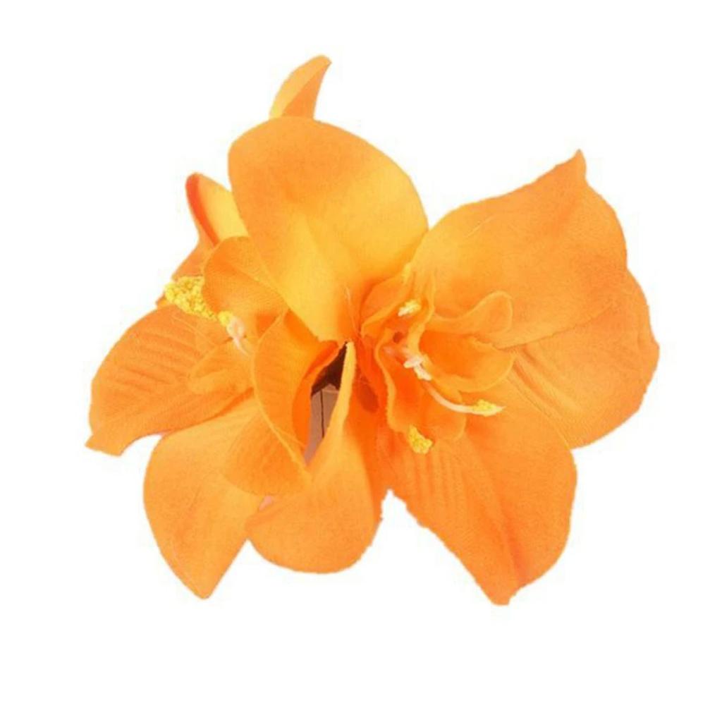 10pcs Silk Hawaiian Double Flower Hair Clip Tropical Floral Barrettes Elegant Hairpin Beach Accessories For Women Girls