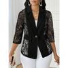 Neue Sexy Spitze Durchbrochene Dreiviertelarm Freizeitjacke für Damen