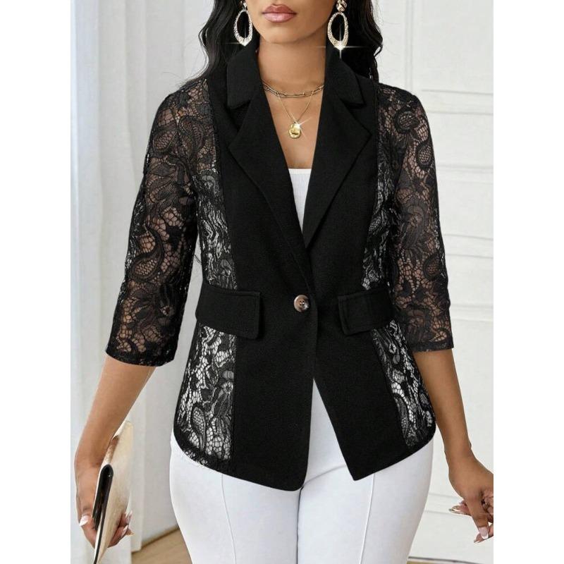 Neue Sexy Spitze Durchbrochene Dreiviertelarm Freizeitjacke für Damen