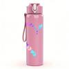 1PC Gradient Iridescent Hollow Heart Graphic,750ml Color Plastic Sports Water Bottle,Leakproof Flip Straw Lid,Suitable for Sports Office Home Use