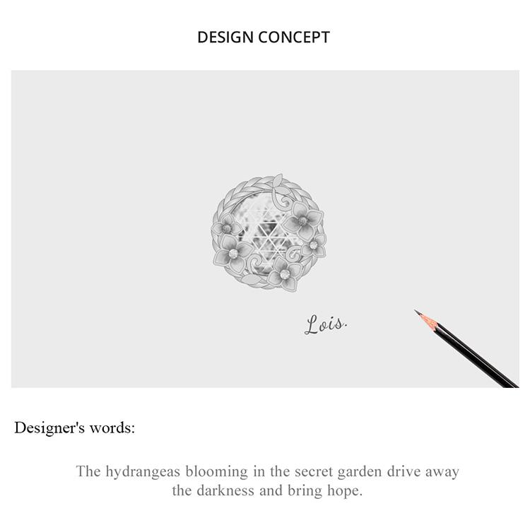 BAMOER 925 Sterling Silver Secret Garden Glass Hydrangeas Charm Beads for Original 3mm Bracelets & Necklaces