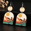 Sunset Spliced Round Wood Earrings