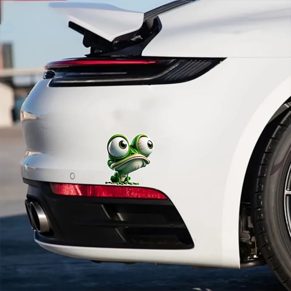 2 Large Eyes Frog Stickers 5x5.5" Perfect for Cars, Motorcycles, Boats, Windows, Laptops Funny