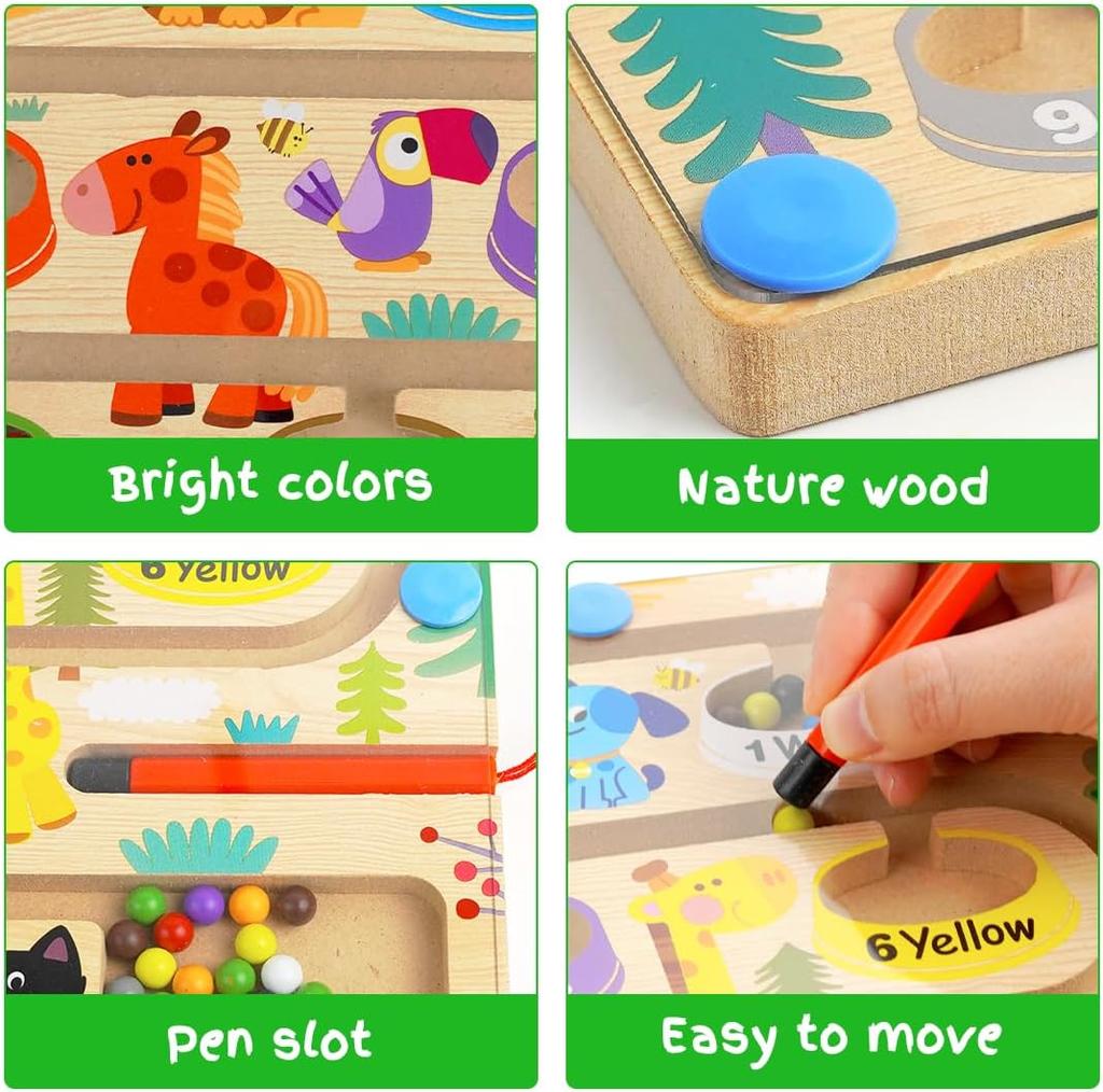 Magnetic Game Labyrinth, Montessori Toy Gift For, Numbers & Colours Educational Games Motor Skills Toy Sorting Game for Children Christmas
