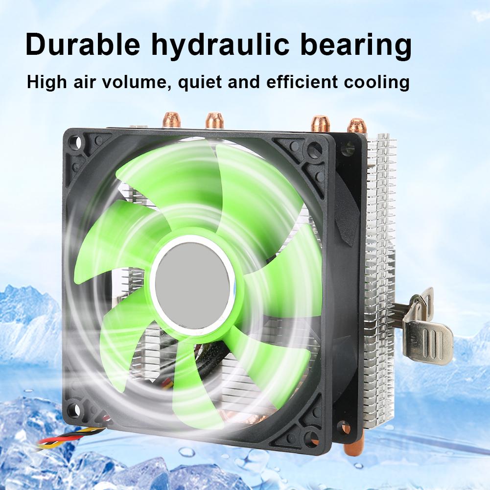 CPU Cooler Radiator Down Shot 4 Brass Heatpipe General Computer Fan (3pin without light)(Green )