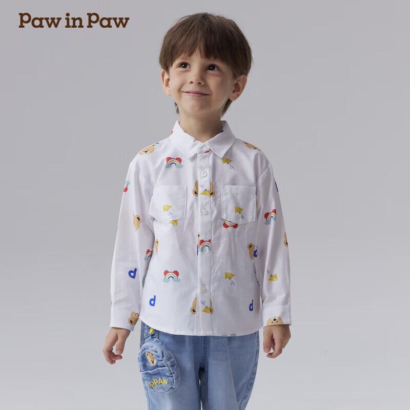 Мальчишеская свободная рубашка с длинным рукавом и принтом PawinPaw S