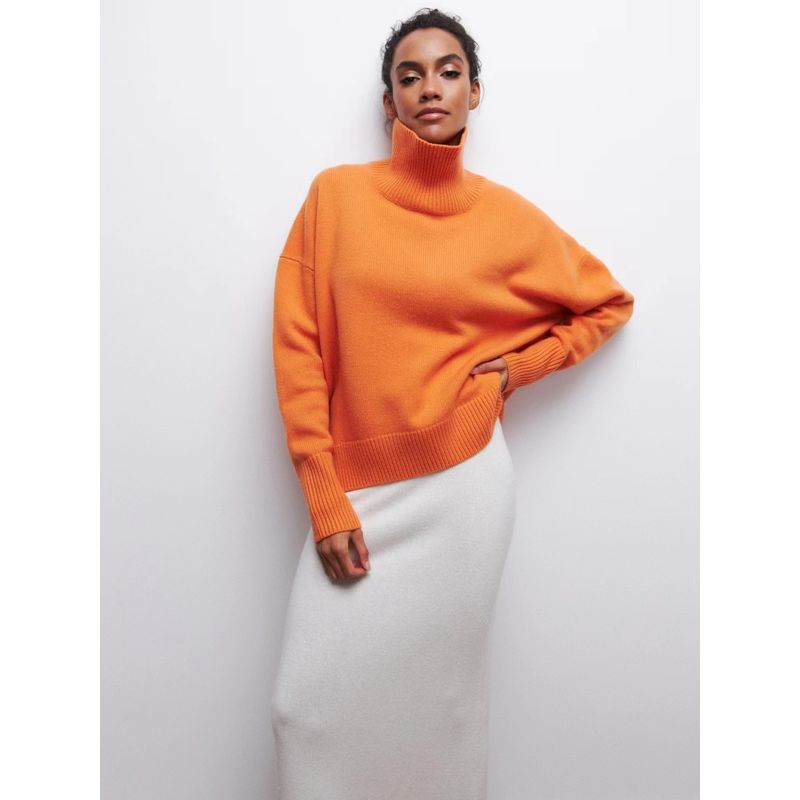 Fashion Women's New Loose High Collar Autumn and Winter Sweater Loose Fitting High Neck Sweater