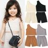 Summer Simple Cotton Linen Two-Piece Set: Breathable Short Sleeve and Shorts for Boys and Girls