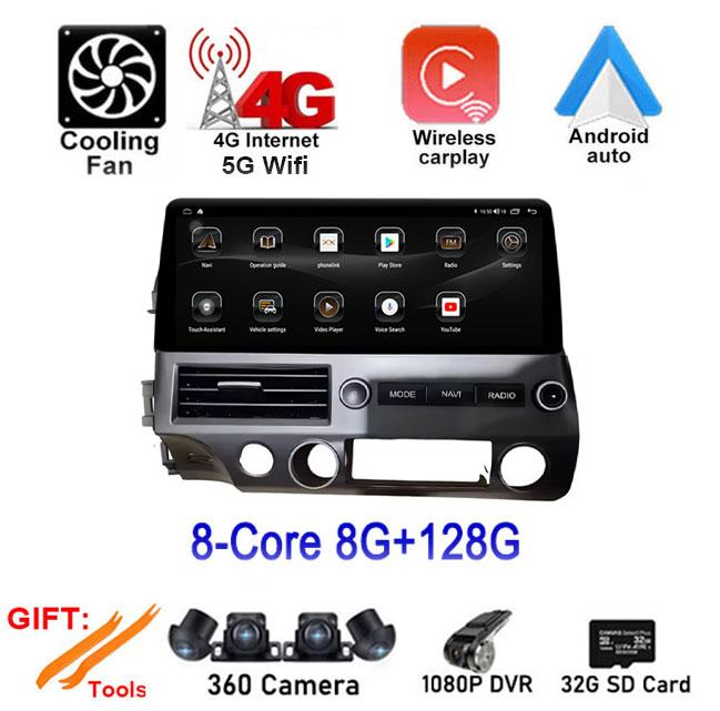 Android 14 For Honda Civic 2008-2011 12.3 Inch Car Player Multimedia Radio Stereo Auto GPS DSP Navigation Video