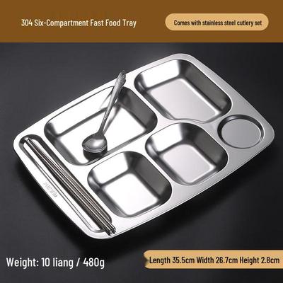 304 Stainless Steel Divided Meal Tray