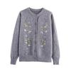 Zbzr Autumn New Women Clothes Western Style Fashion Temperament All-Match Round Neck Long Sleeve Breasted Embroidery Knit Cardigan