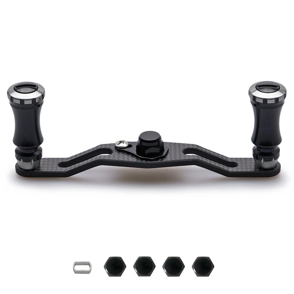 HEIGHTEN 95mm Reel Handle, 1.5K Carbon Cloth, for Shimano, Daiwa, and Abu Chess Series Baitcasting Reels (95mm, Black & Gunmetal) (211)