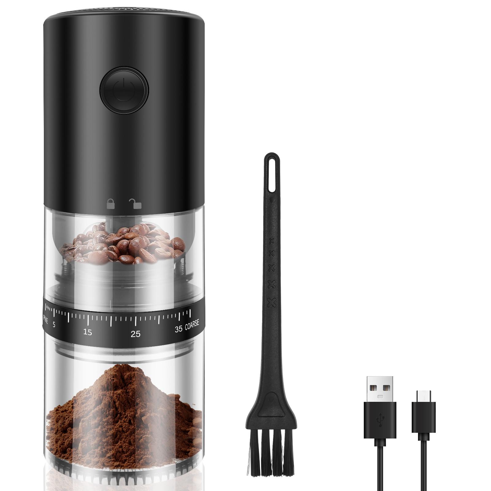 

Portable Electric Coffee Grinder Rechargeable 38 Gears Adjustment Food Pulverizer Coffee Grinder Spice Pepper Grinder Grain Mill чорний