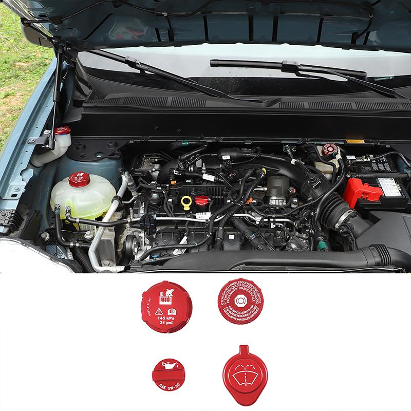 For Ford Maverick -2025 Aluminum Silver/Red Car Engine Room Oil Cap Fluid Reservoir Water Tank Cover Car Accessories