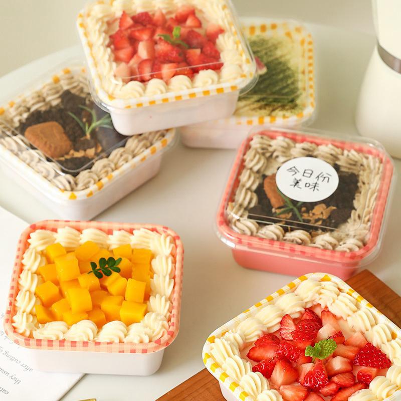 10pcs Plastic Cake Mousse Dessert Cup Yogurt Food Container With Clear Lid Melaleuca Mousse Pastry Cake Box Packing Box