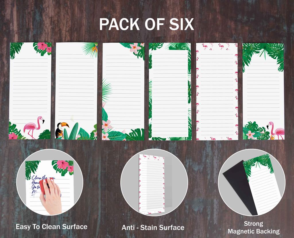 Inkdotpot Pack of 6 Funny Magnetic Dry Erase List For Fridge, Wipe Clean W NoStain, Quick Notes Shopping & Grocery List Whiteboard for Fridge