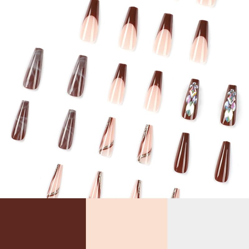 Wear nail pads, long ballet rhinestones, smudge nail pads, finished nail art, wear nail art advanced nail pads