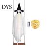 Glowing Halloween Atmosphere Prop Hanging Swing Ghost Decoration with Witch Hat, Spooky Outdoor Decor Flexible Fabric for Display String Light