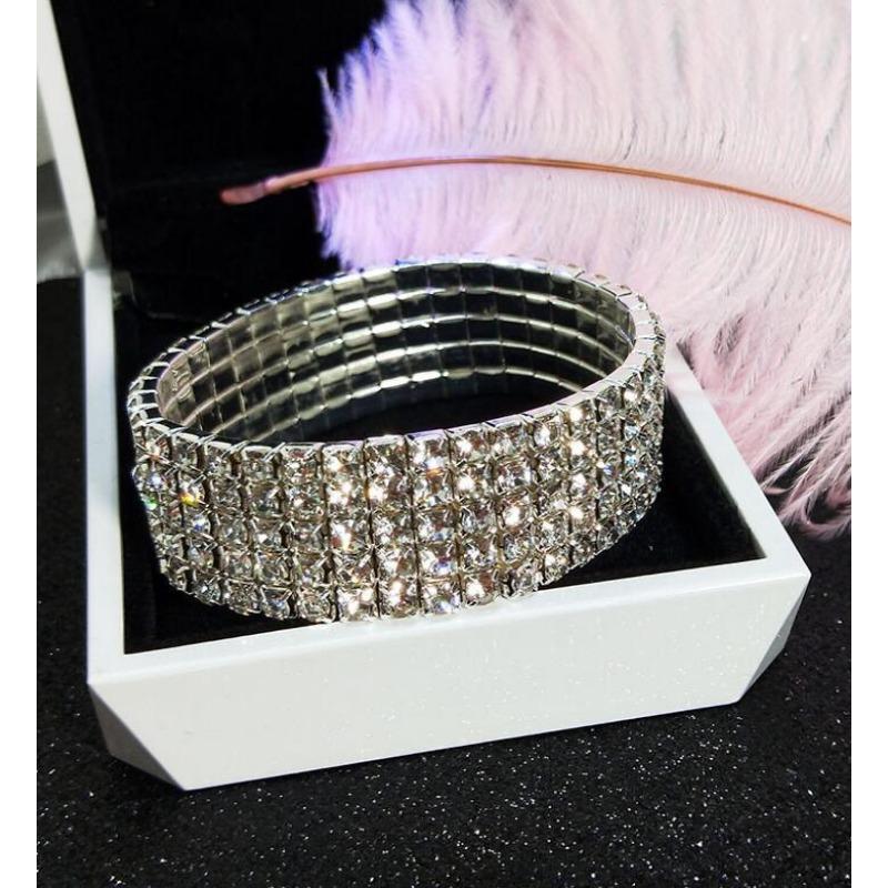 Diamond Versatile Temperament Bracelet for Women's Cold Style Fashion Bracelet Korean Version Simple and Versatile Elastic Bracelet