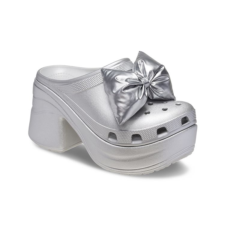 Crocs Mermaid Butterfly Bow Clogs Women Footwear Metallic-Silver 210050-0P1