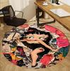 Betty Boop Pattern Round Rug, Indoor/Outdoor Mat, for Picnic, Gameroom, Bedroom, Office, Living Room, Home Decor Carpet, Birthday Gift