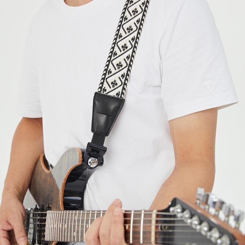 Adjustable Guitar Strap Acoustic Guitar Shoulder Belt Strap with Leather Ends Stringed Instrument Accessories