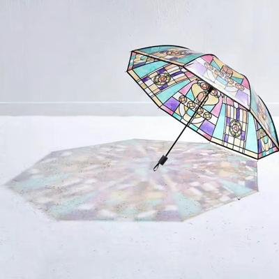 Guarda-chuva Wind Rainforest Arch Guarda-chuva de vidro colorido transparente com alça longa automático grande romântico ensolarado