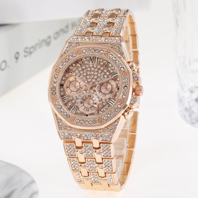 Reloj Hombre Ice Out Watches Luxury Business Yellow Gold Watches Men Full Rhinestone Quartz Wristwatches Male Clock
