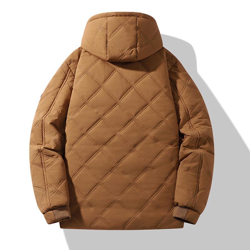 Men’s Winter Coats Windproof Hood Cotton Jackets Fleece Lined Quilted Thicken Parka Snow Coat Ski Outdoor Wear Oversized Outwear
