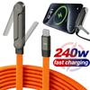 Elbow Type C Quick Charging Cable 240W Fast Charge & Data Transfer Wire Cord with Foldable Phone Stand Holder for iPhone 17 Mi