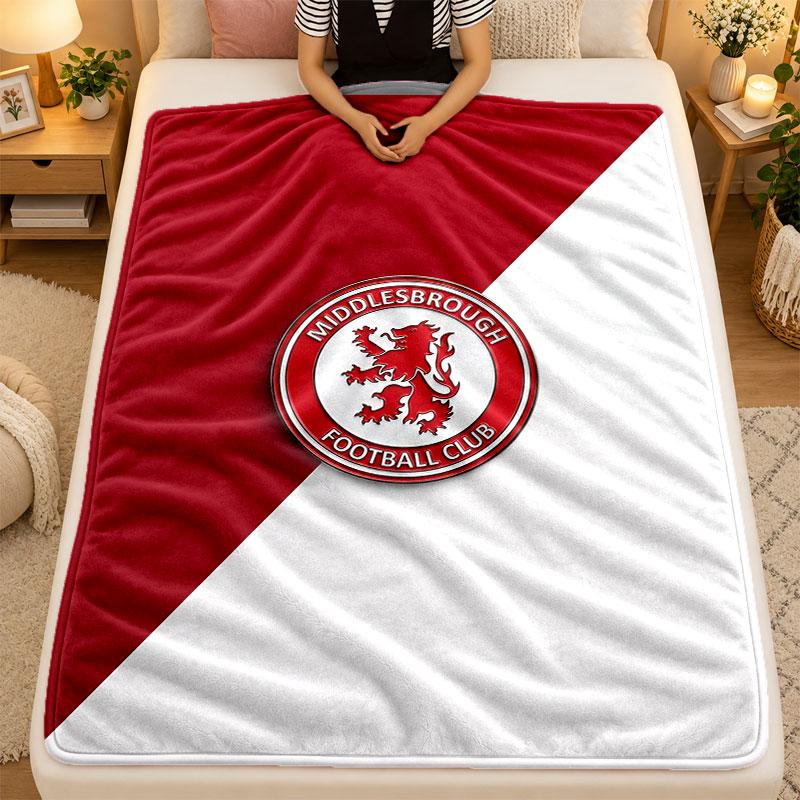Flannel BlanketMiddlesbrough Football Warm Soft Throw Blanket for Indoor Sofa Bed Living Room Use