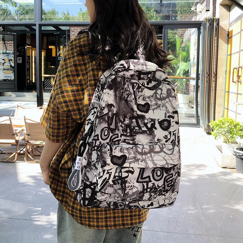 Graffiti-Rucksack mit großer Kapazität für Herren, Rucksack mit Damendruck, Schüler-Schultasche
