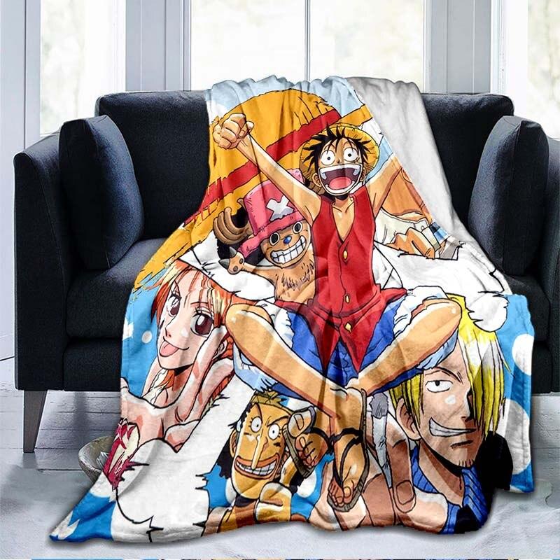 Anime One Piece 3D-gedruckte Flanelldecke, Couch-Bettbezug, Reise-Kind-Bettwäsche, Plüsch-Überwurf, Flanelldecke
