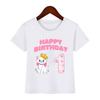 Cute Marie Cat Print Cartoon Girls Clothes 1 2 3 4 5 6 7 8 9 Years Happy Birthday Kids T Shirt Baby Boys Children T-Shirt Gift