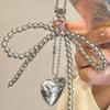Cute Bead Bowknot Heart Keychain Pendant Lovely Hanging Decorations Keyring Charm for Purse Bag Backpack Handbag