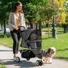 Dog Stroller Dog Buggy, Foldable, for Dogs & Cats up to 10 kg, 75 x 45 x 97 cm, Dark Gray