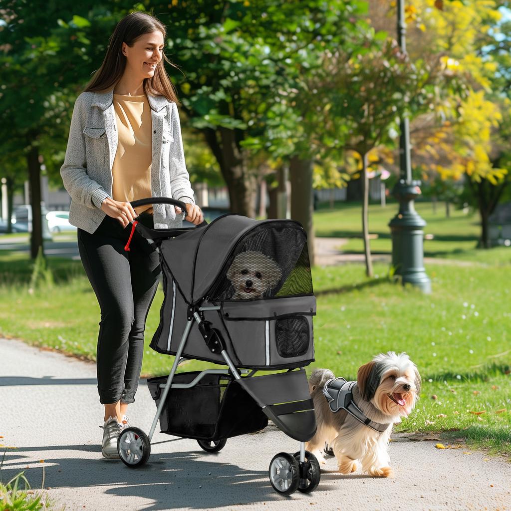Dog Stroller Dog Buggy, Foldable, for Dogs & Cats up to 10 kg, 75 x 45 x 97 cm, Dark Gray