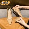 Fashion 2025 New Summer Rivet Pointed Toe Soft Sole Scoop Shoes Women's Shallow Mouth Inside Heightening Single Shoes Versatile