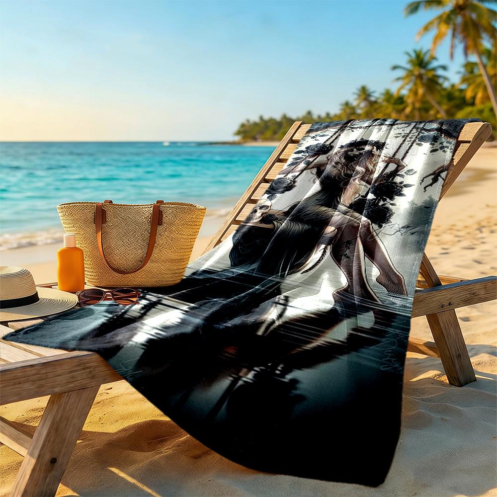 Gothic Style Beach Towel Quick-Dry Soft Microfiber Comfortable Lightweight Perfect for Traveling Yoga Camping and Swimming