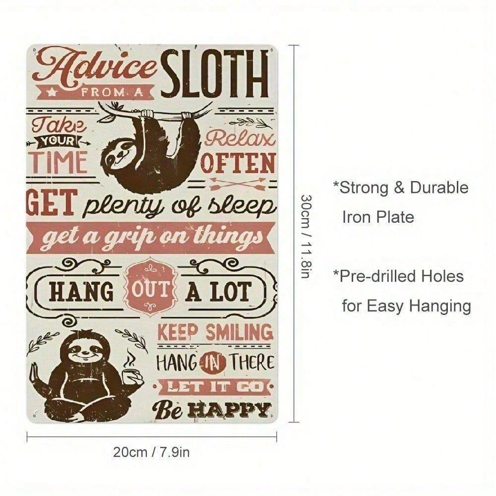 Vintage Sloth Metal Poster 8x12 Inch Wall Art Funny Decor for Kitchen Bar Garage