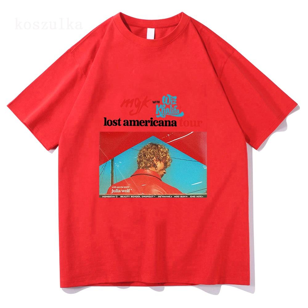 MGK Lost Americana Tour T-shirt Machine Gun Kelly Singer Graphic Tshirt Cotton Short Sleeve Men Women T Shirt Streetwear
