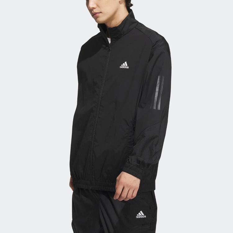 Adidas Striped Logo Sports Jacket Men Jacket Black IA6960