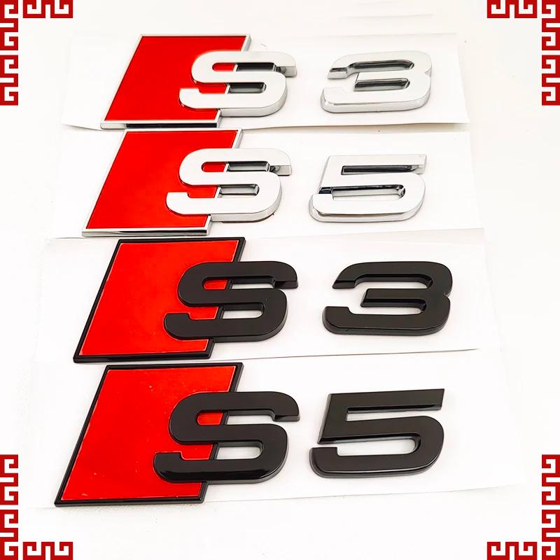 2026 3D ABS Chrome Black Emblem Car Trunk Badge Sticker For Audi 8Y 8P 8V B6 B8 B9 8T C4 C6 C7 C8 S3 S4 S5 S6 S7 S8 Accessories