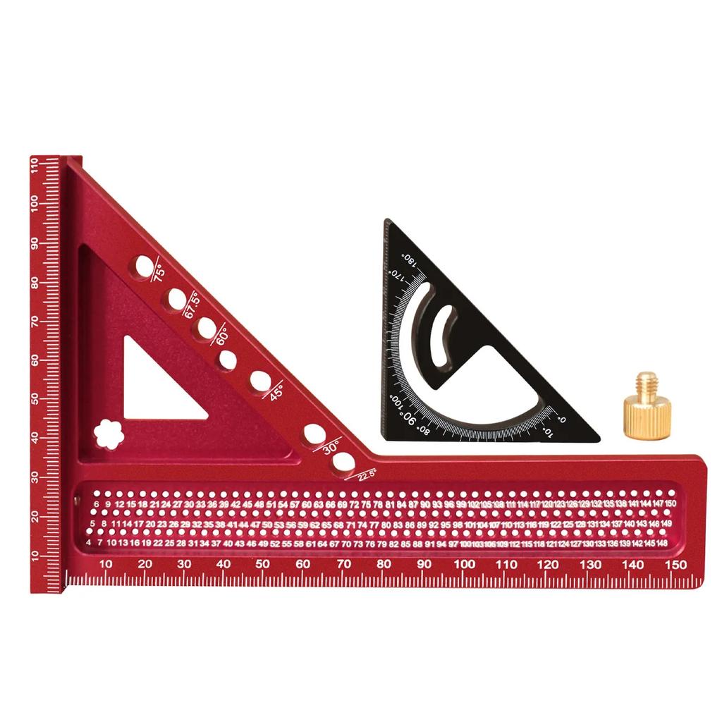 2-in-1 Carpentry Set Square and Small Triangle Ruler Combination Set - 3D Multi-Angle Framing Square Protractor Rafter Square