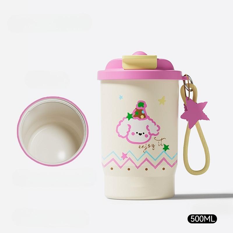 

500ml Thermo Cafe Coffee Mug Cold and Hot Ceramic Liner Car Thermos Bottle Leak-proof Travel Thermo Cup for Tea Water Coffee 500ml