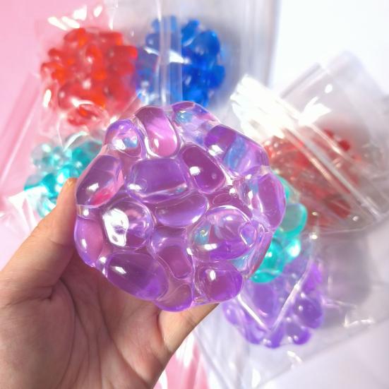 Balle Anti-Stress Croquante Remplie de Billes Soulagement de l'Anxiété Formable Balle à Presser Jouet Sensoriel Portable Voyage Moulable Balle Transparente Pincer Jouet Fidget