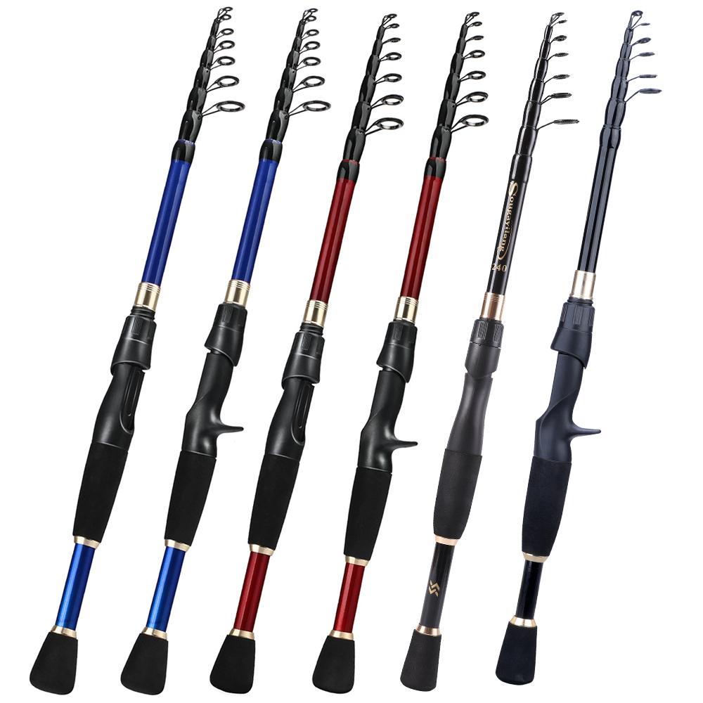 Sougayilang 1.8-2.4m Cannes à pêche télescopiques Ultra légères Spinning Casting Canne en carbone Accessoires de pêche Poids du leurre 10-30g