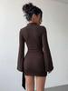 2026 Autumn Slim Fit Knit Dress with Metal Buckle and Ribbon