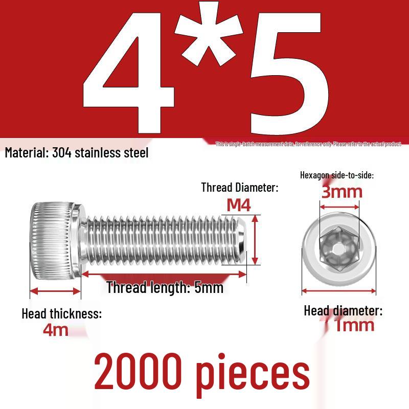 304 Stainless Steel Hex Socket Head Cap Screws, M2-M10, Extended Length